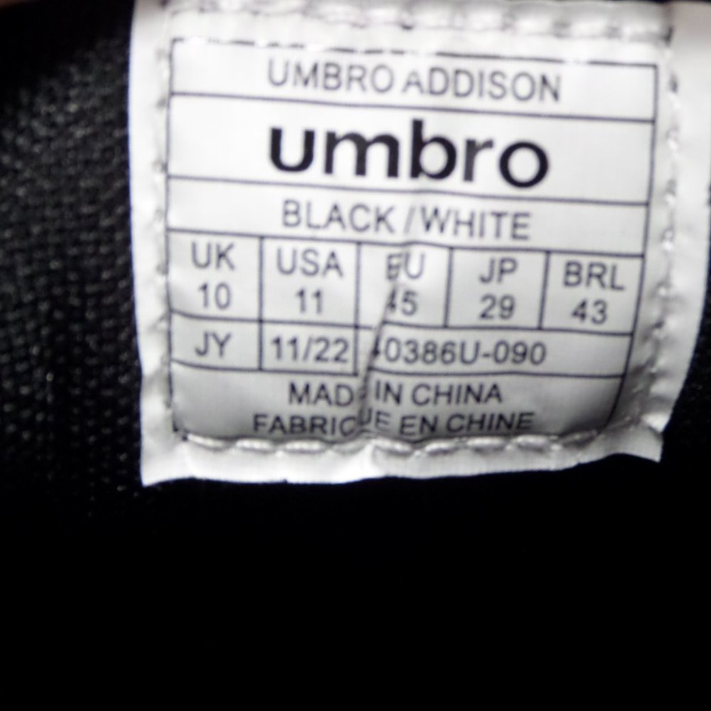 Umbro Addison Black and White Trainers Sneakers Men's Size 11 Sneakers - Picture 8 of 8